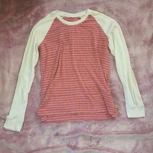 Coral and white long sleeve top